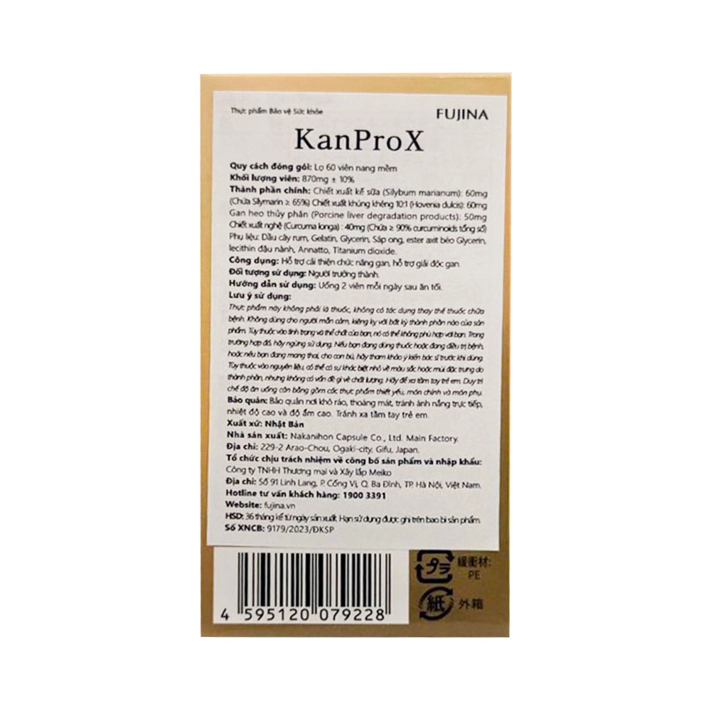 Combo 3 Viên uống bổ gan Kanprox Fujina 60 viên