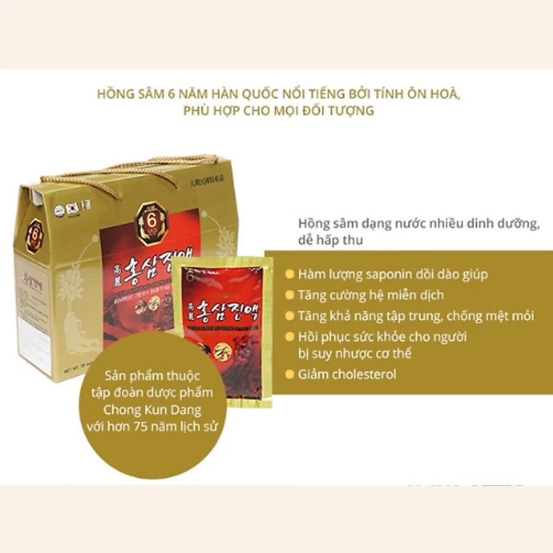 Combo 2 Nước chiết xuất hồng sâm Hàn Quốc 6 năm tuổi Ginseng House (Hộp 30 gói x 70ml)
