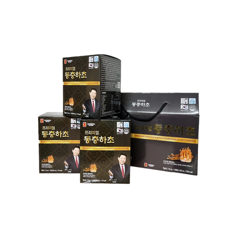 Combo 2 Nước uống chiết xuất đông trùng hạ thảo và hồng sâm Hàn Quốc 6 năm tuổi Ginseng House (Hộp 30 gói x 70ml)