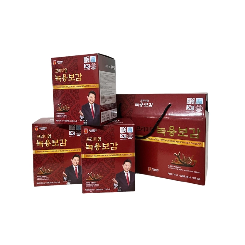 Combo 2 Nước uống chiết xuất nhung hươu và hồng sâm Hàn Quốc 6 năm tuổi Ginseng House (Hộp 30 gói x 70ml)