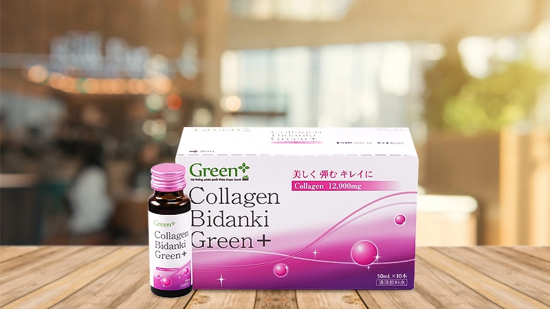 Combo 2 Nước uống Collagen Bidanki Green+ 12.000mg (Hộp 10 chai x 50ml)