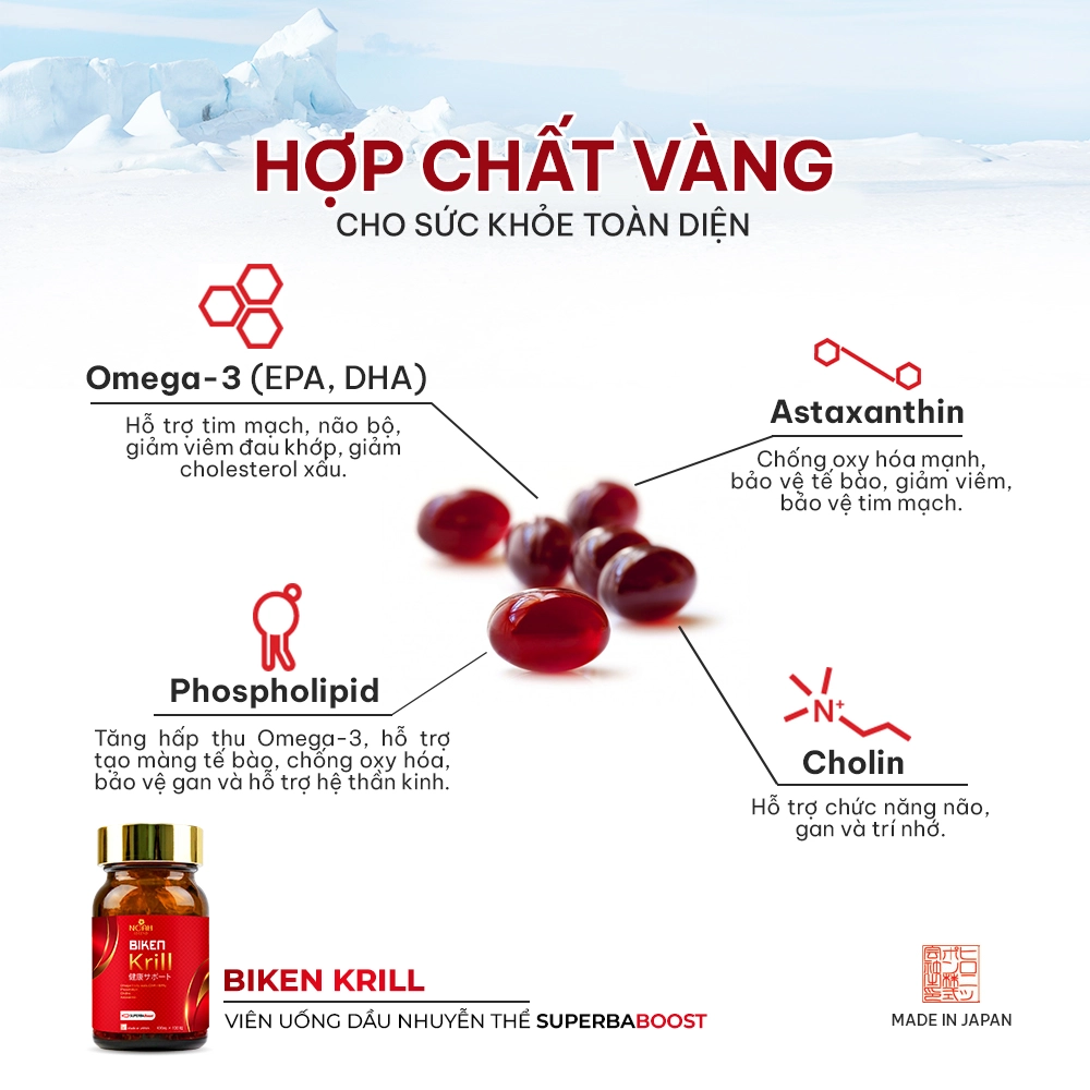 Viên uống dầu nhuyễn thể Superba Boost Biken Krill 120 viên