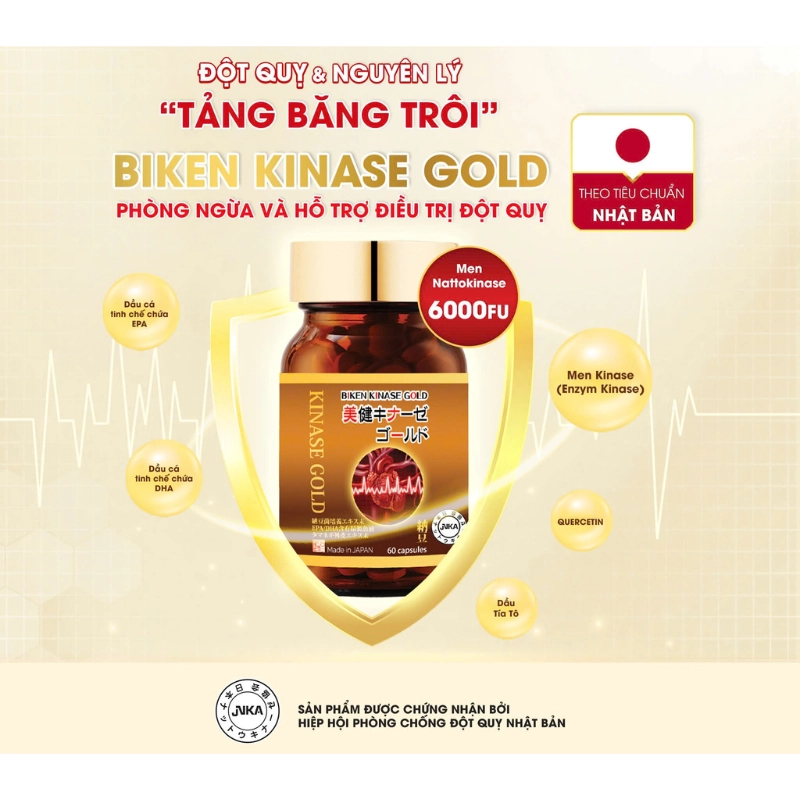 Viên uống phòng ngừa & hỗ trợ điều trị đột quỵ Biken Kinase Gold 20 viên