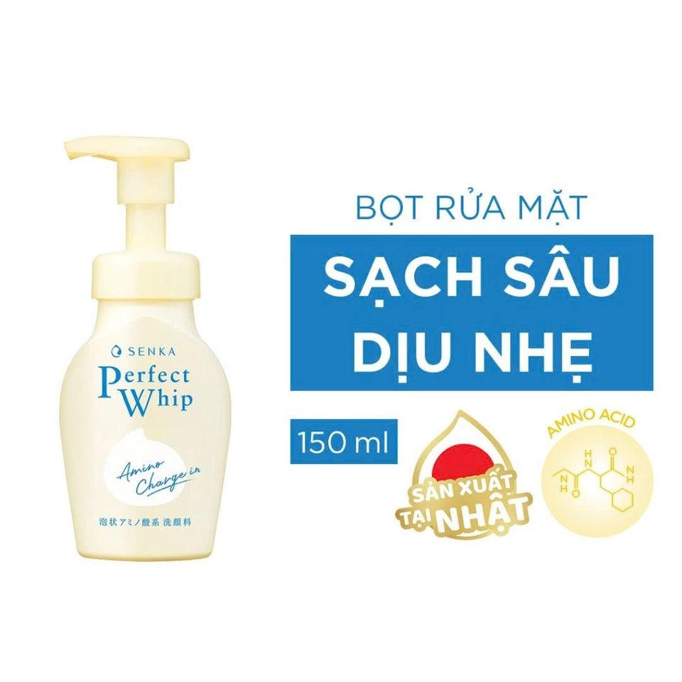 Bọt rửa mặt sạch sâu và dịu nhẹ Senka Perfect Whip Amino Charge in 150ml