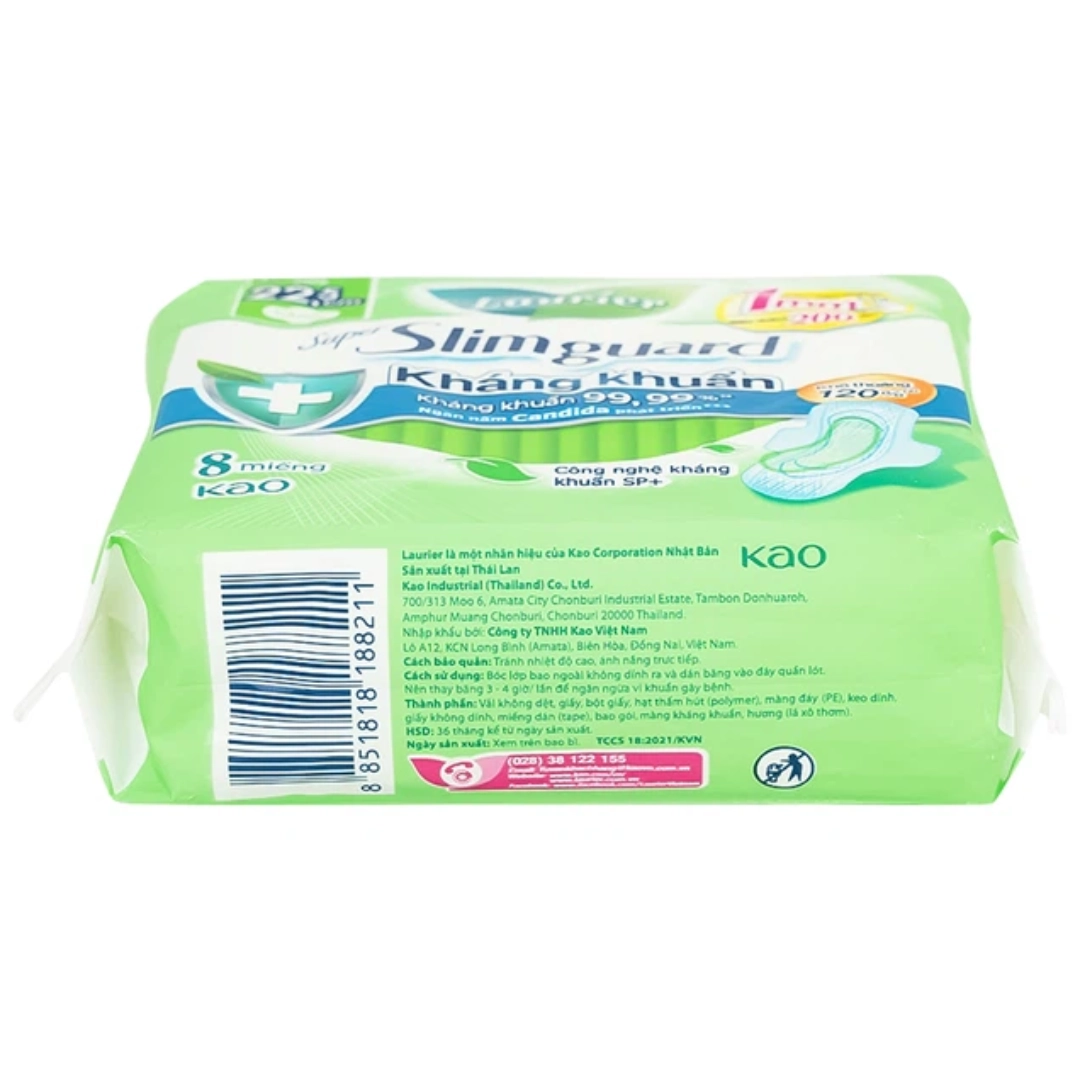 Băng Vệ Sinh Laurier Siêu Mỏng Cánh Kháng Khuẩn Super Slimguard 