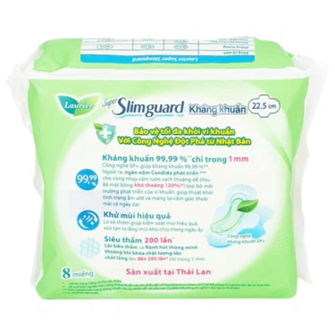 Băng Vệ Sinh Laurier Siêu Mỏng Cánh Kháng Khuẩn Super Slimguard 