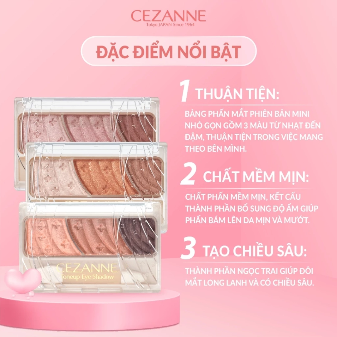 Phấn mắt Cezanne Toneup Eye Shadow 2.7g (Màu nâu tự nhiên 01)