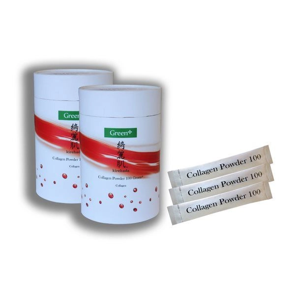 Combo 2 Bột Collagen Green Herb Kirehada Collagen Powder 100 Green+ (Hộp 30 gói x 5g)
