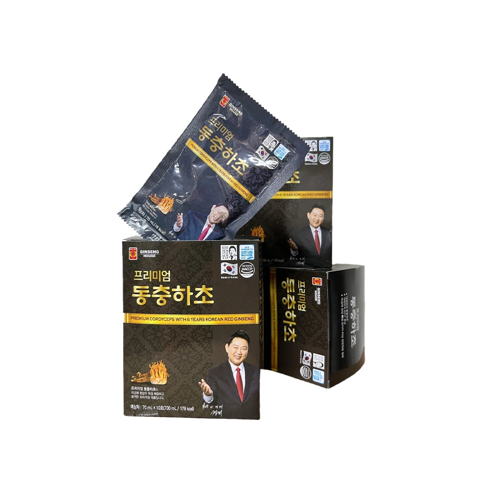 Combo 2 Nước uống chiết xuất đông trùng hạ thảo và hồng sâm Hàn Quốc 6 năm tuổi Ginseng House (Hộp 30 gói x 70ml)