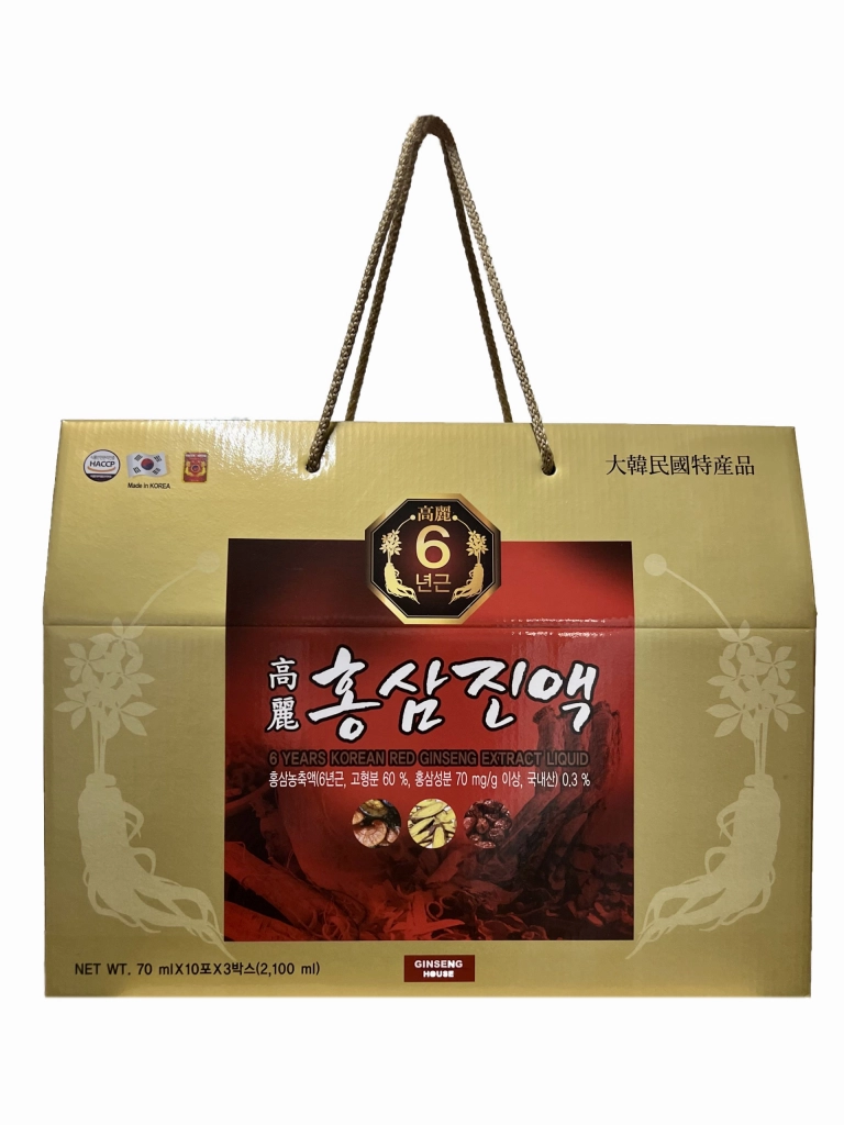 Combo 2 Nước chiết xuất hồng sâm Hàn Quốc 6 năm tuổi Ginseng House (Hộp 30 gói x 70ml)