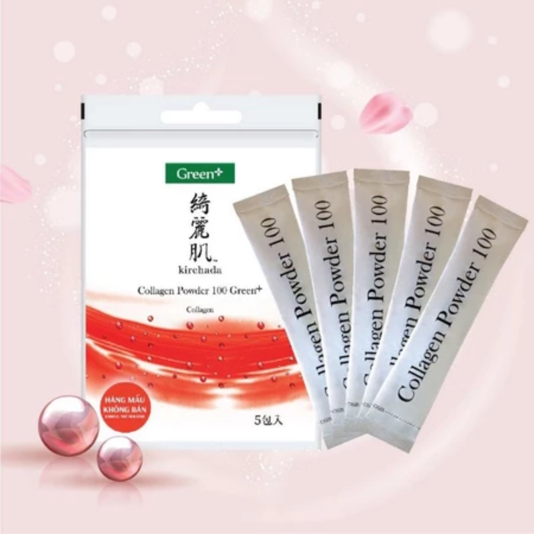 Bột Collagen Green Herb Kirehada Collagen Powder 100 Green+ (Hộp 30 gói x 5g)