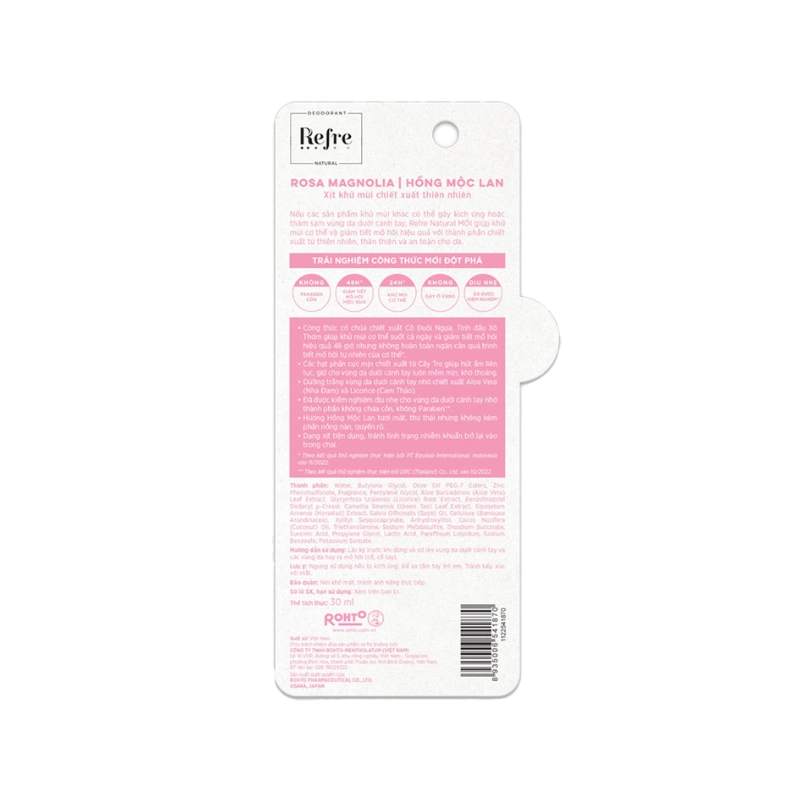 Xịt khử mùi Refre Natural 30ml