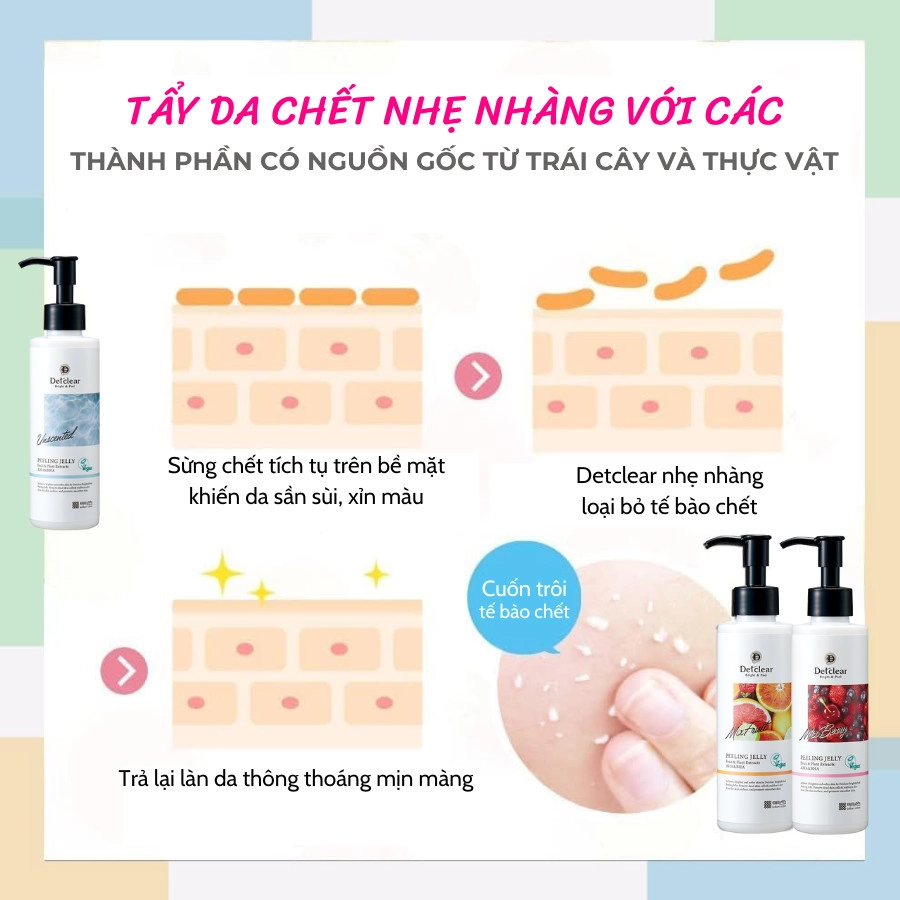 Gel tẩy tế bào chết Meishoku Detclear Bright & Peel 180ml (Hương trái cây)