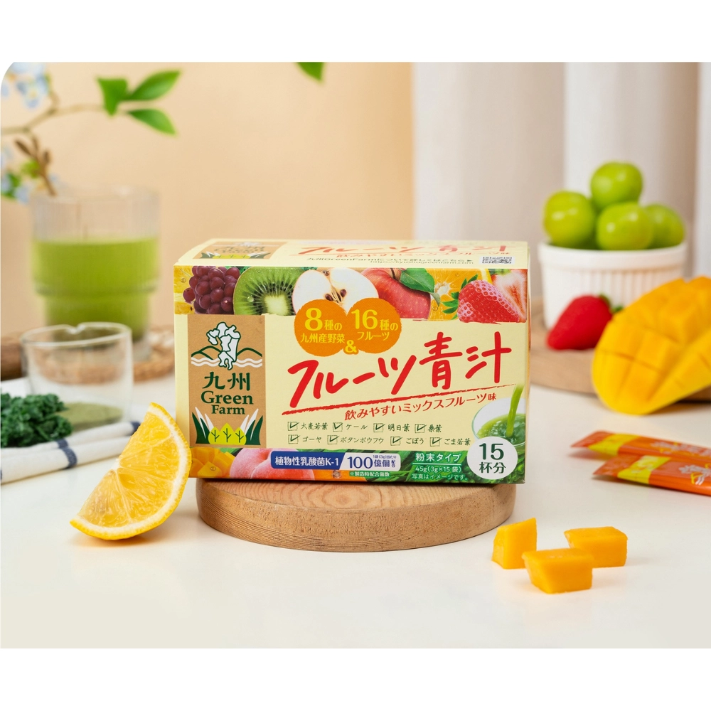 Bột rau củ và trái cây hỗ trợ tiêu hóa Fruits Aojiru Green Farm 45g - (15 gói x 3g)/Hộp
