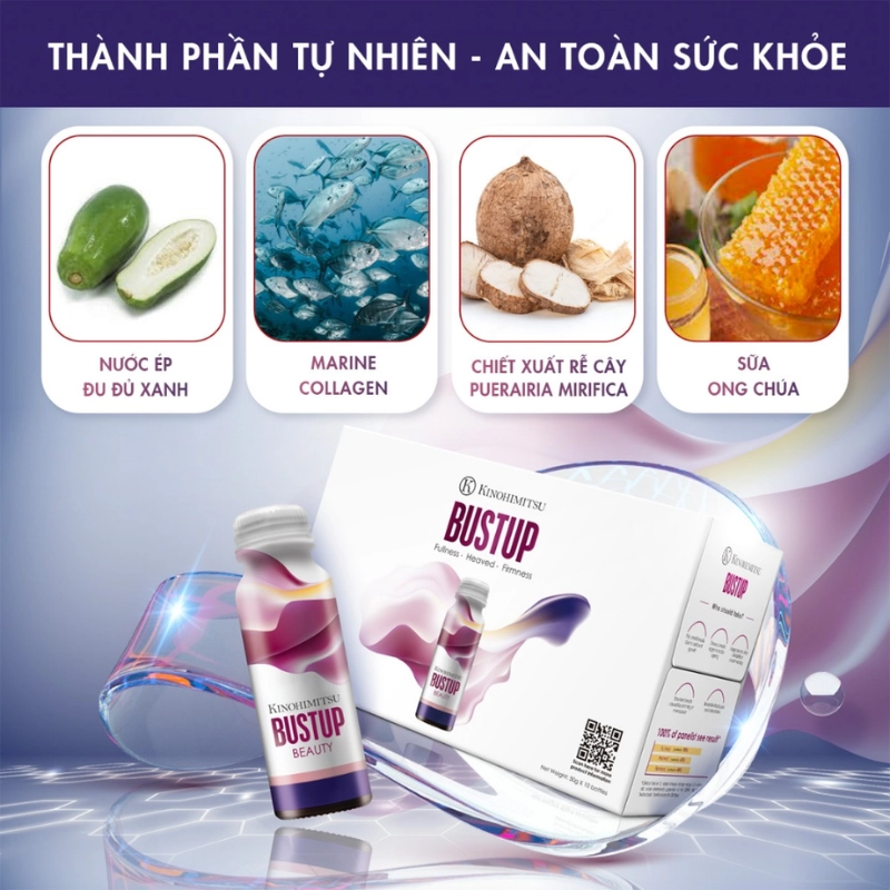 Nước uống tăng kích thước, săn chắc vòng 1 Kinohimitsu Bustup (Hộp 10x50ml)
