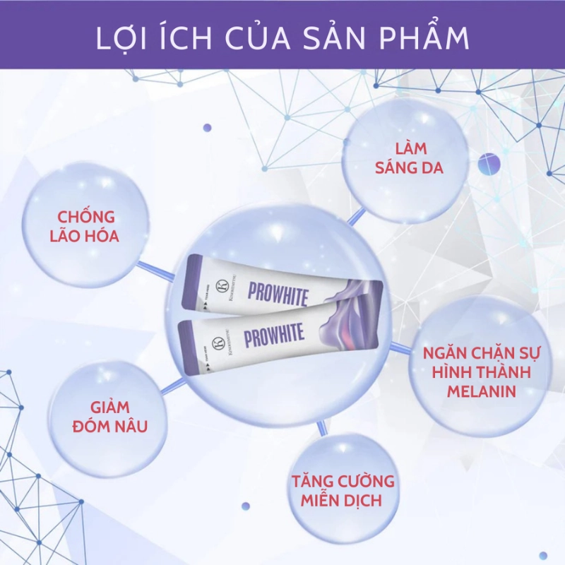 Bột uống trắng da, cải thiện đốm nâu, da xỉn màu Kinohimitsu Prowhite 8G