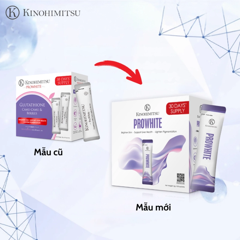 Bột uống trắng da, cải thiện đốm nâu, da xỉn màu Kinohimitsu Prowhite 8G
