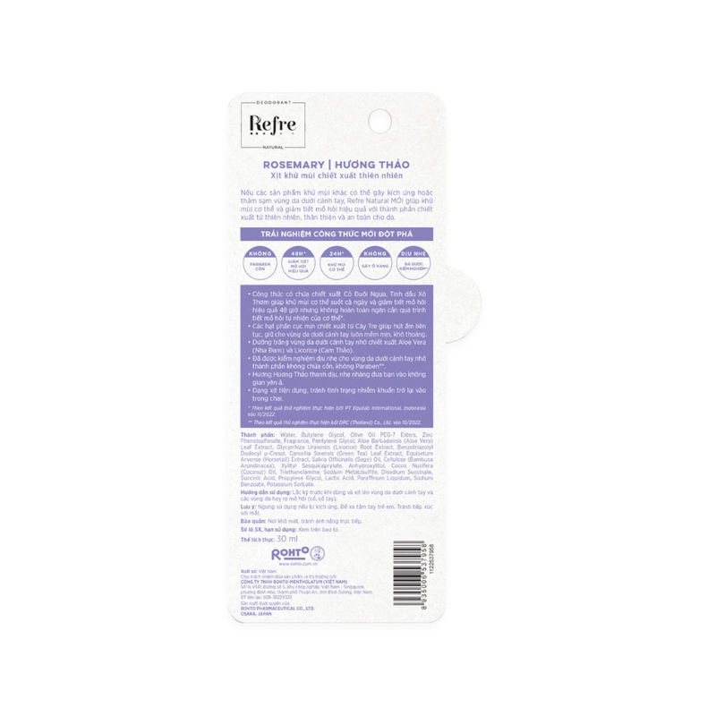Xịt khử mùi Refre Natural 30ml