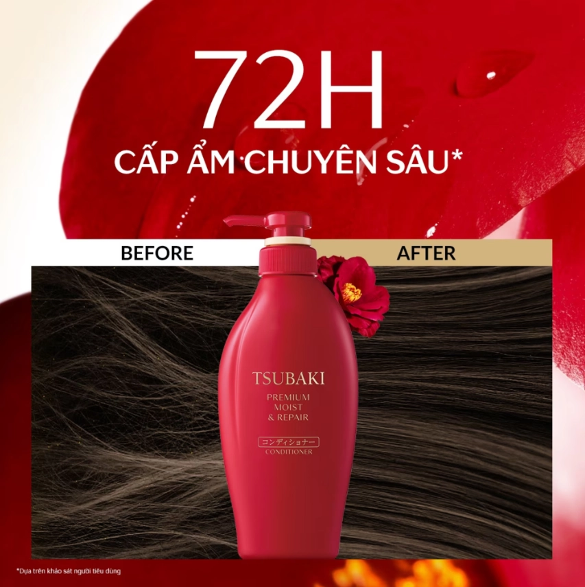 Dầu xả dưỡng tóc bóng mượt Shiseido Tsubaki Premium Moist 450ml