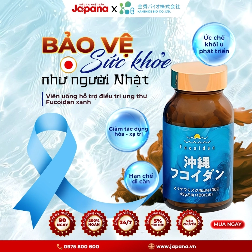 Viên uống hỗ trợ điều trị ung thư Kanehide Bio Okinawa Fucoidan xanh 180 viên