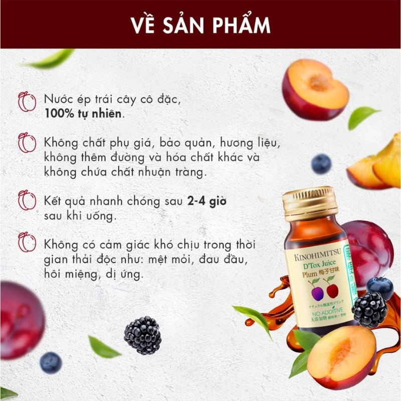 Nước uống hỗ trợ thải độc cơ thể Kinohimitsu D Tox Plum Juice (Hộp 6 chai x 30ml)