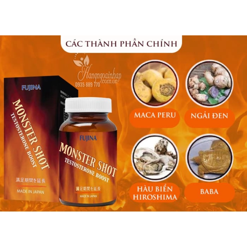Combo 3 Viên uống hỗ trợ tăng cường sinh lý nam Fujina Monster Shot 150 viên