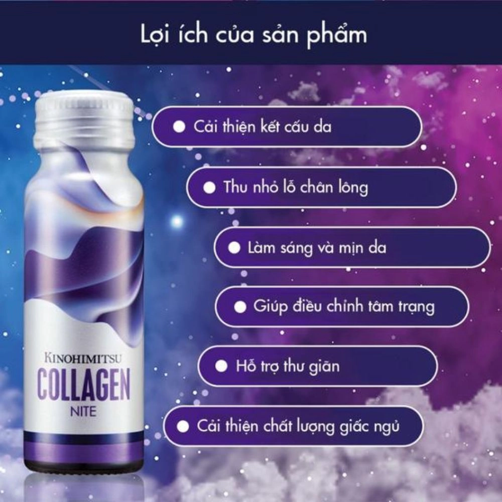 Nước uống Collagen cải thiện giấc ngủ chống lão hóa Nite (Hộp 10 chai x 50ml)