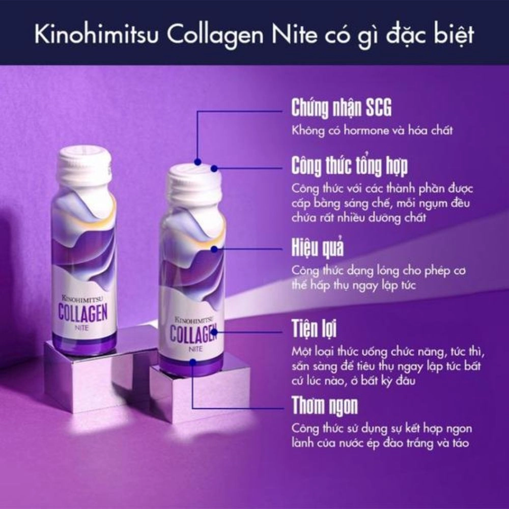Nước uống Collagen cải thiện giấc ngủ chống lão hóa Nite (Hộp 10 chai x 50ml)