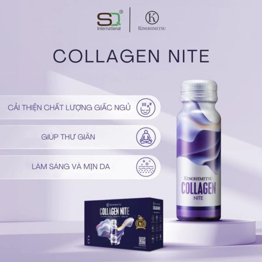 Nước uống Collagen cải thiện giấc ngủ chống lão hóa Nite (Hộp 10 chai x 50ml)