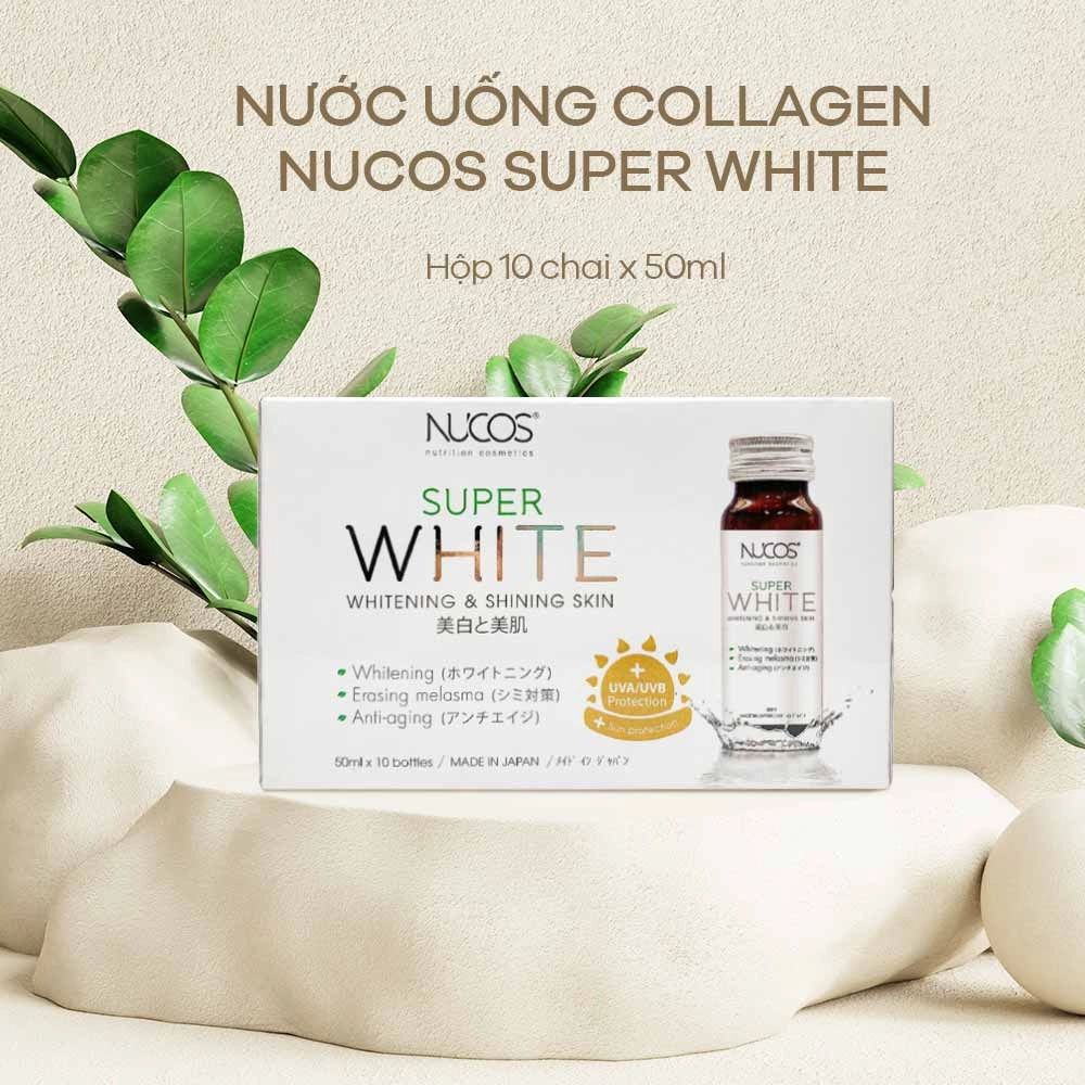 Combo 6 Nước uống Collagen trắng da, giảm nám Nucos Super White (Hộp 10 chai x 50ml)