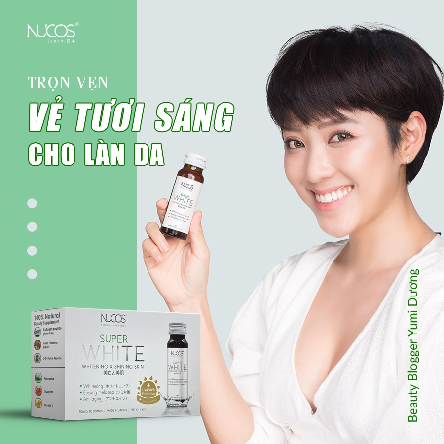 Combo 6 Nước uống Collagen trắng da, giảm nám Nucos Super White (Hộp 10 chai x 50ml)