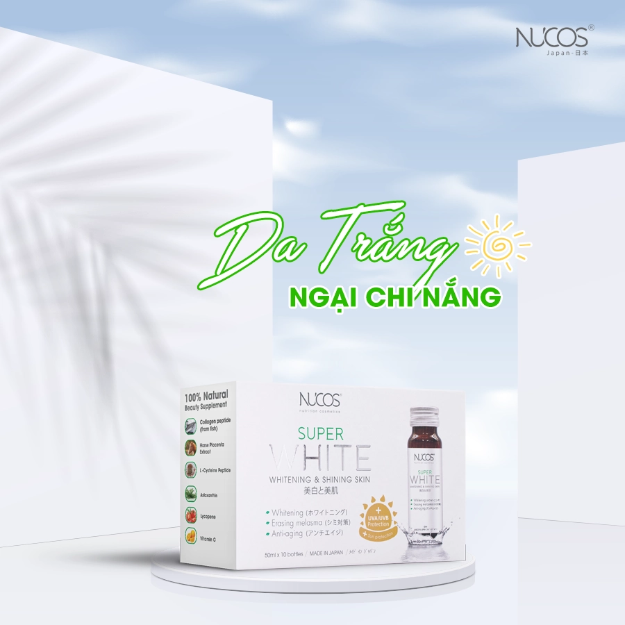 Combo 6 Nước uống Collagen trắng da, giảm nám Nucos Super White (Hộp 10 chai x 50ml)