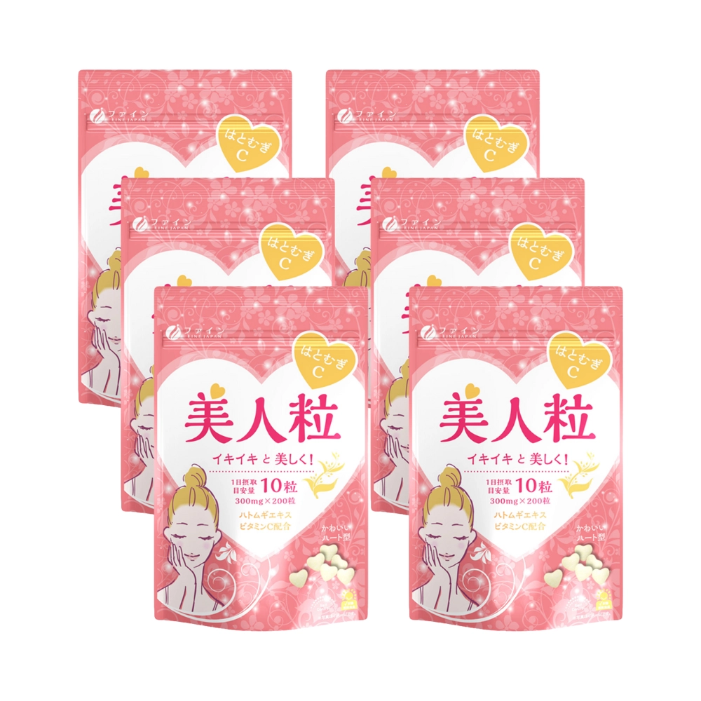 Combo 6 Viên uống trắng da Hatomugi & Vitamin C Fine Japan 200 viên