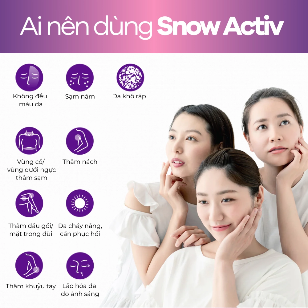 Bột uống trắng da, phục hồi da sẫm màu Kinohimitsu Snow Activ 5.5g x 30 gói