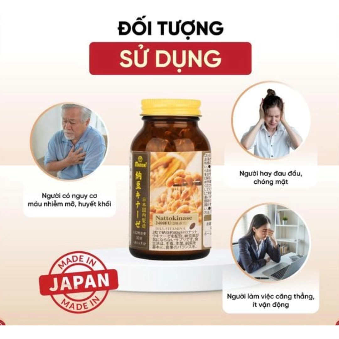 Viên uống phòng ngừa đột quỵ Mamori Nattokinase 2400FU - Hộp 60 viên