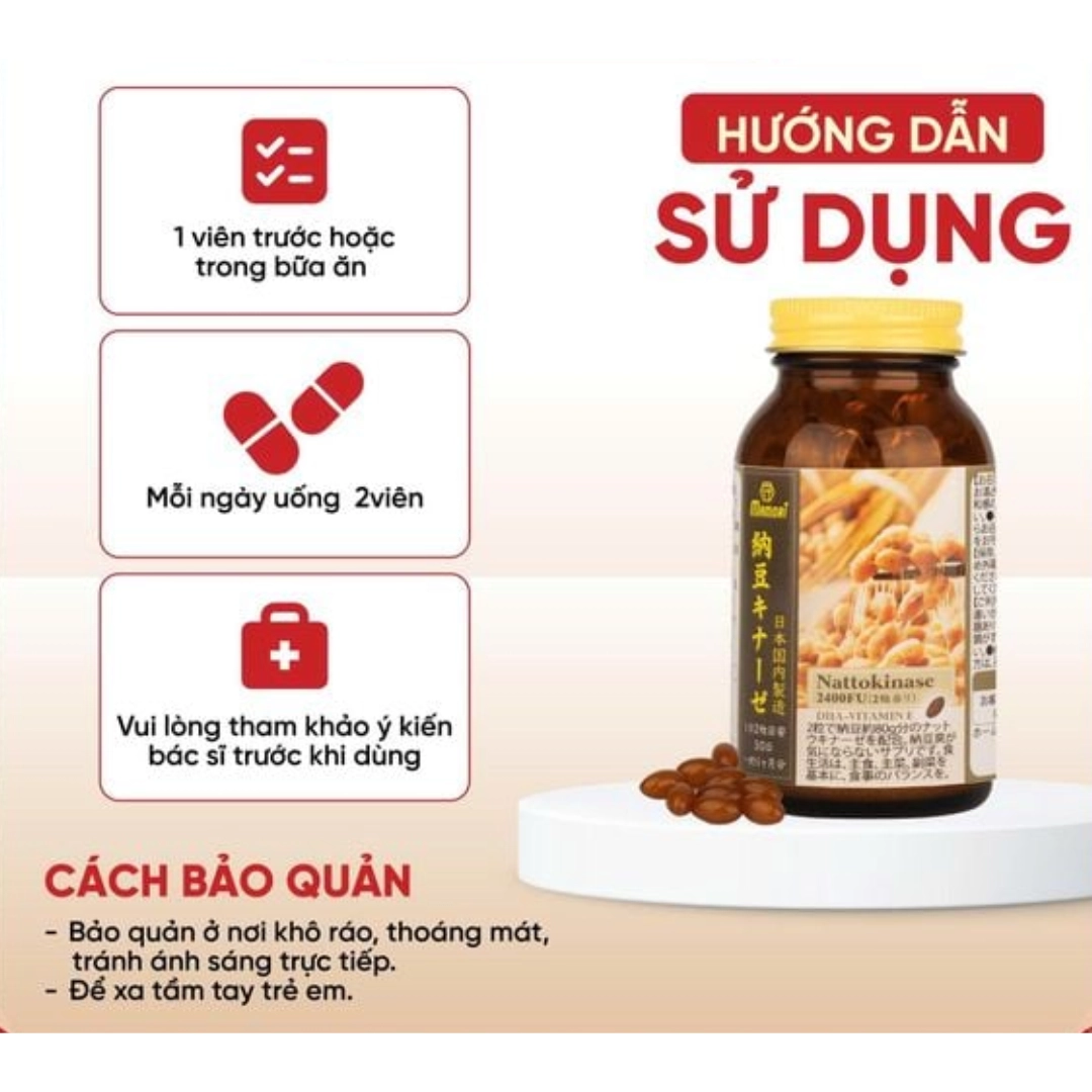 Viên uống phòng ngừa đột quỵ Mamori Nattokinase 2400FU - Hộp 60 viên