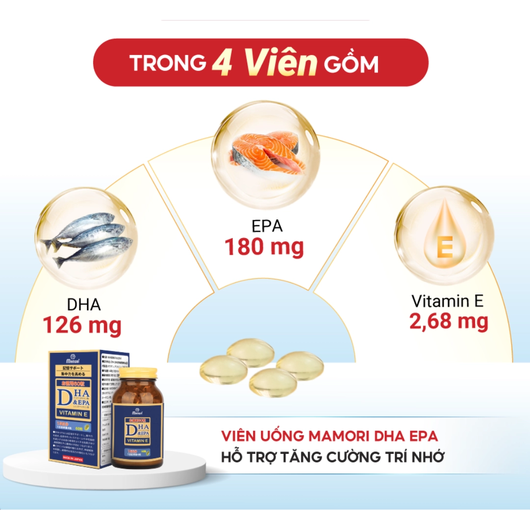 Viên uống hỗ trợ Trí não Mamori DHA&EPA - Hộp 60 viên