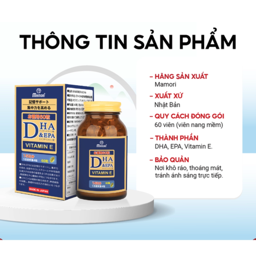 Viên uống hỗ trợ Trí não Mamori DHA&EPA - Hộp 60 viên
