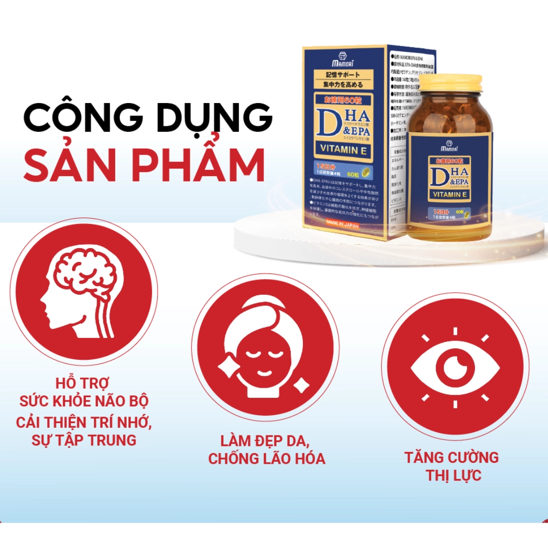 Viên uống hỗ trợ Trí não Mamori DHA&EPA - Hộp 60 viên