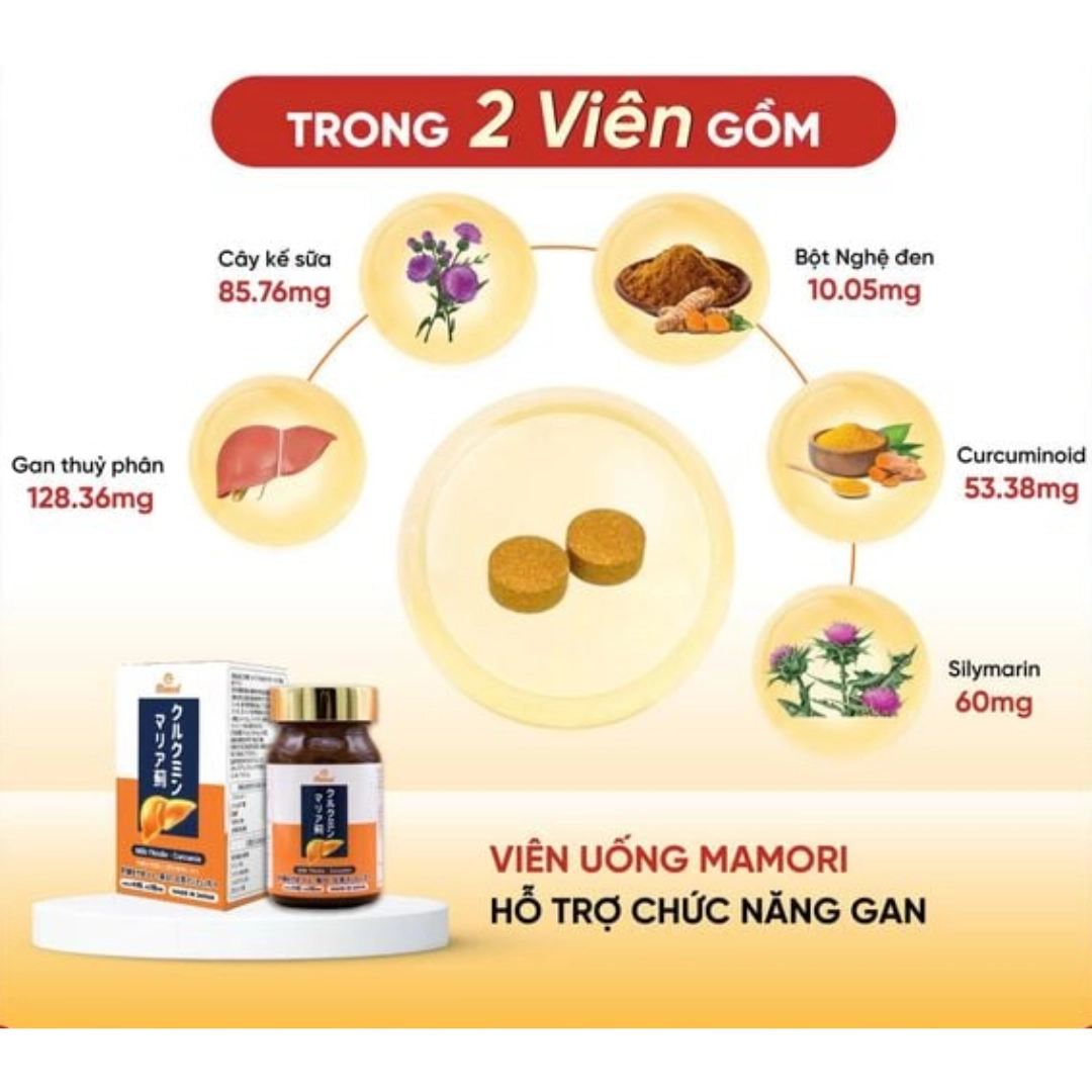 Viên uống hỗ trợ bảo vệ gan Mamori Supports a Healthy Liver - Hộp 60 viên