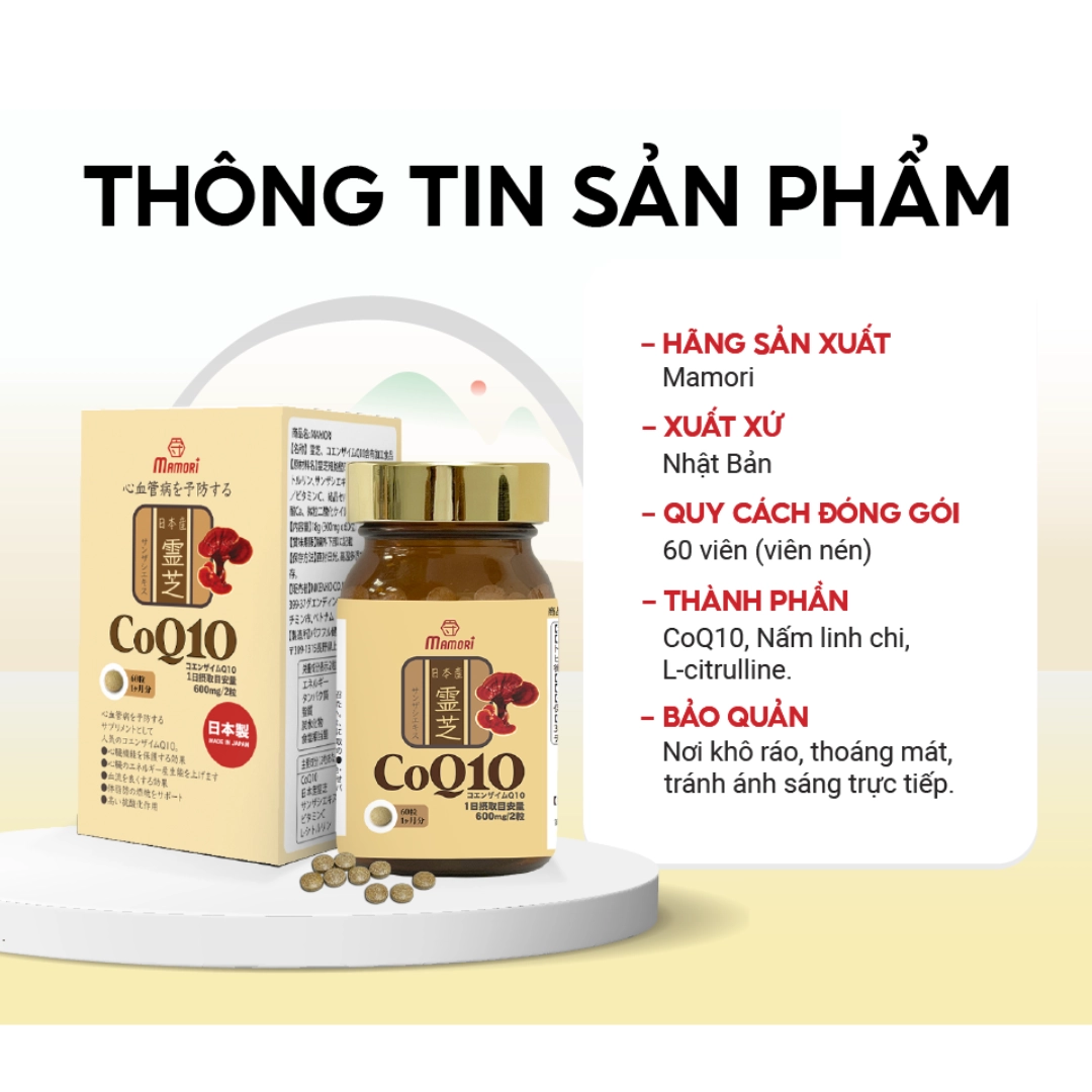 Viên uống hỗ trợ tốt cho tim mạch Mamori CoQ10 - Hộp 60 viên