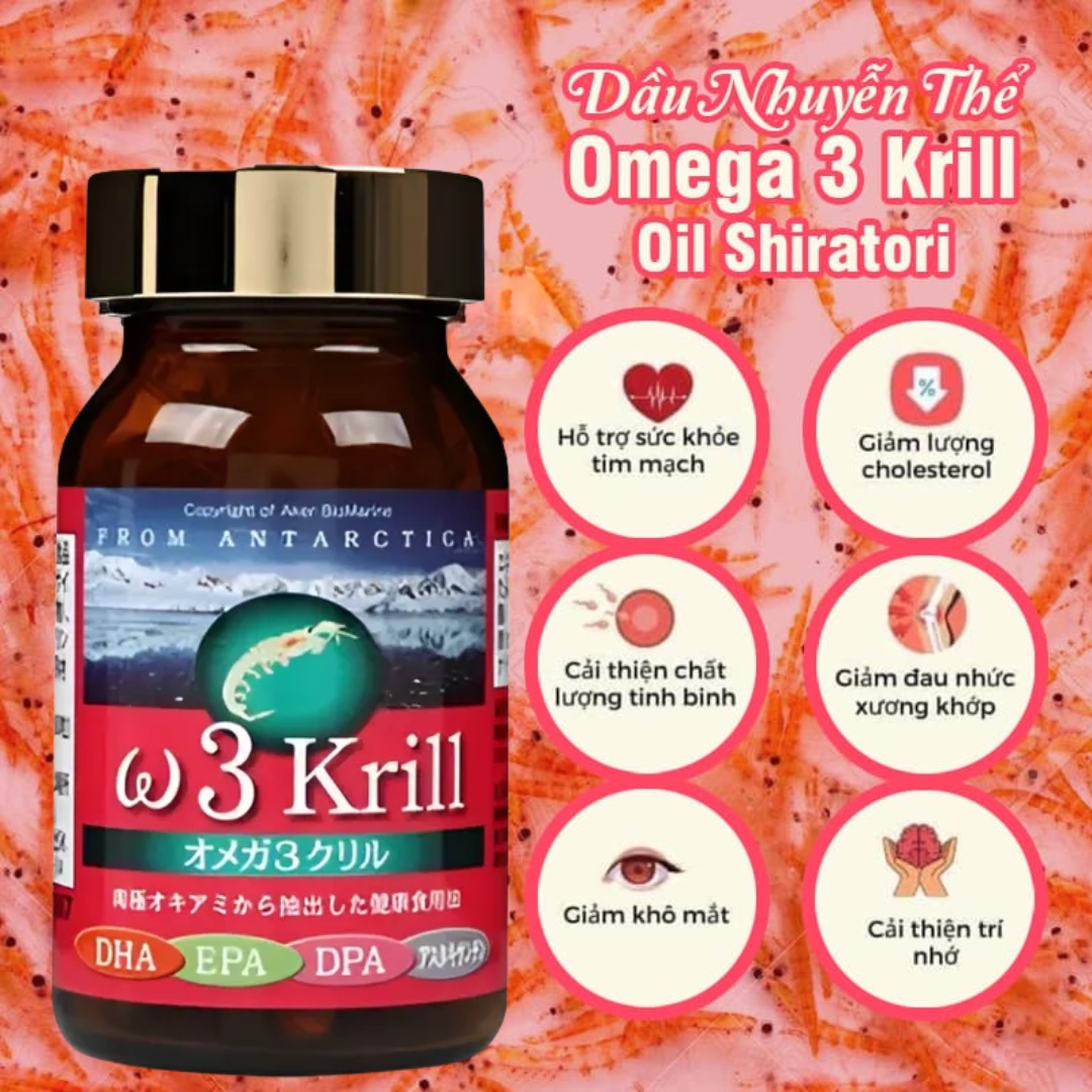 Viên uống bổ sung Omega 3 Krill Shiratori - Hộp 80 viên