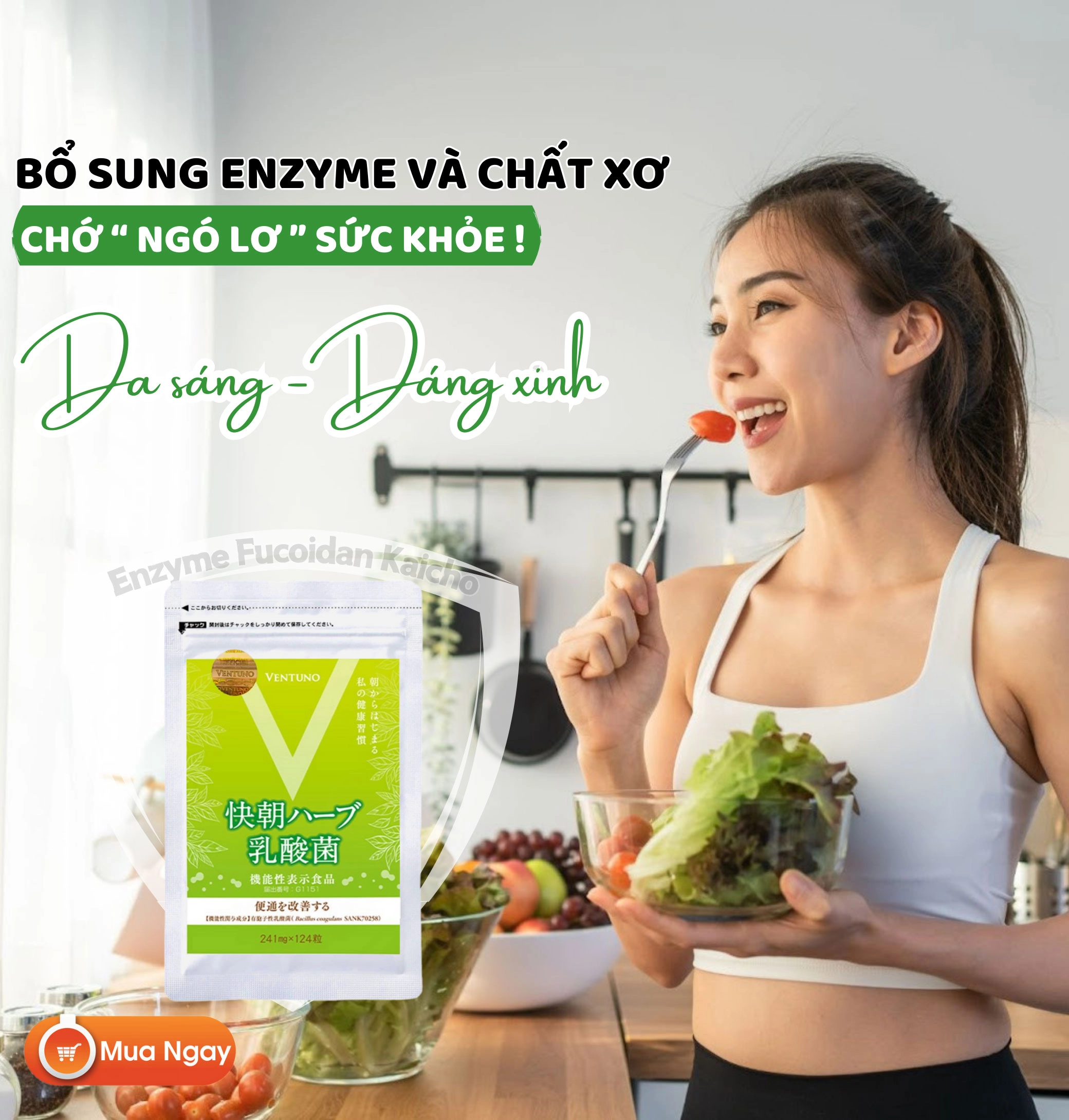 Viên uống hỗ trợ hệ tiêu hóa Ventuno Kaicho Herb Lactic Acid Bacteria - 24 viên