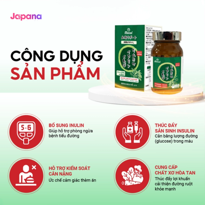 Viên uống hỗ trợ phòng ngừa tiểu đường Mamori Gymnema Inulin hộp 120 viên