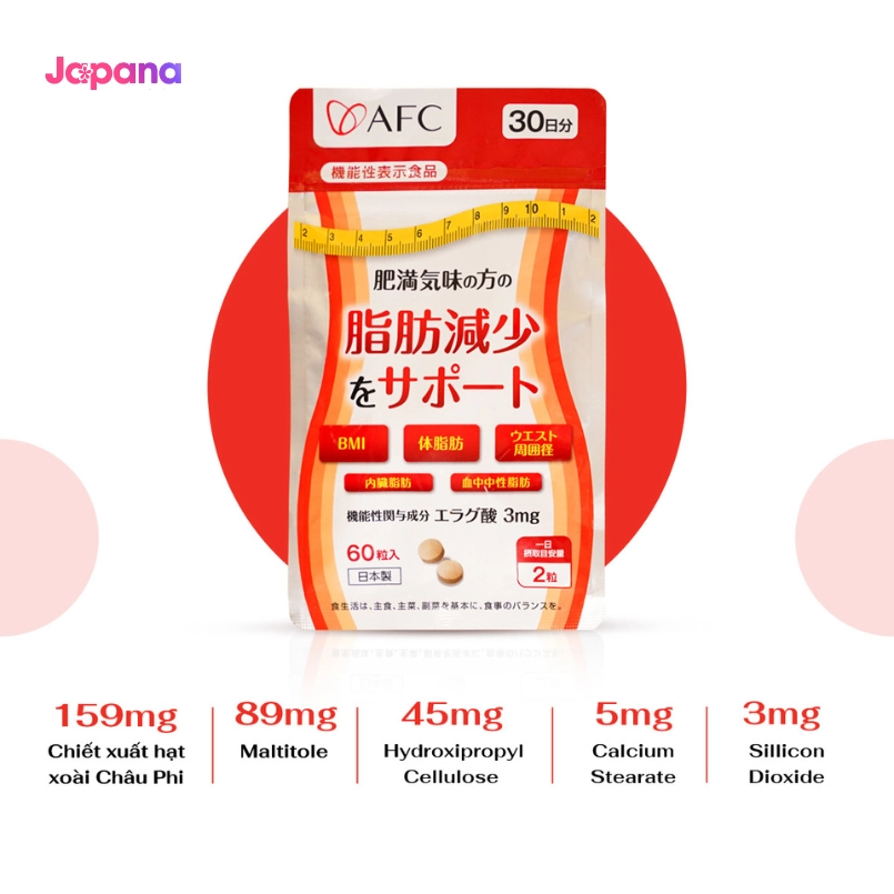 Viên uống hỗ trợ giảm mỡ, cân bằng đường huyết AFC Ellagic Acid - 60 viên