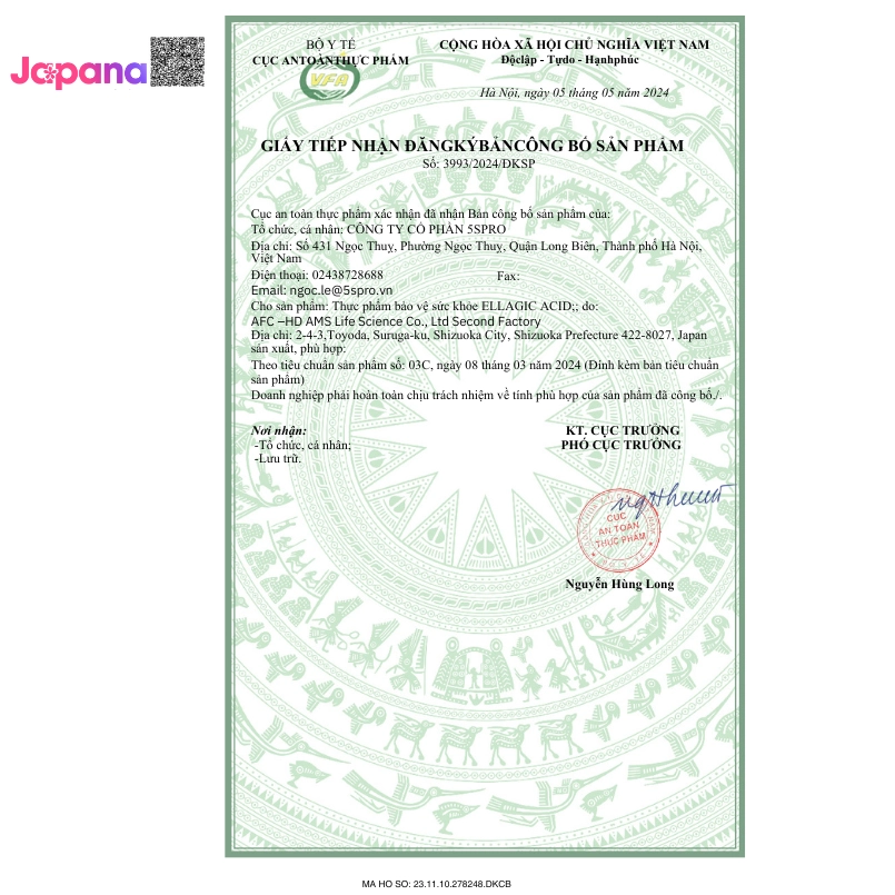 Viên uống hỗ trợ giảm mỡ, cân bằng đường huyết AFC Ellagic Acid - 60 viên