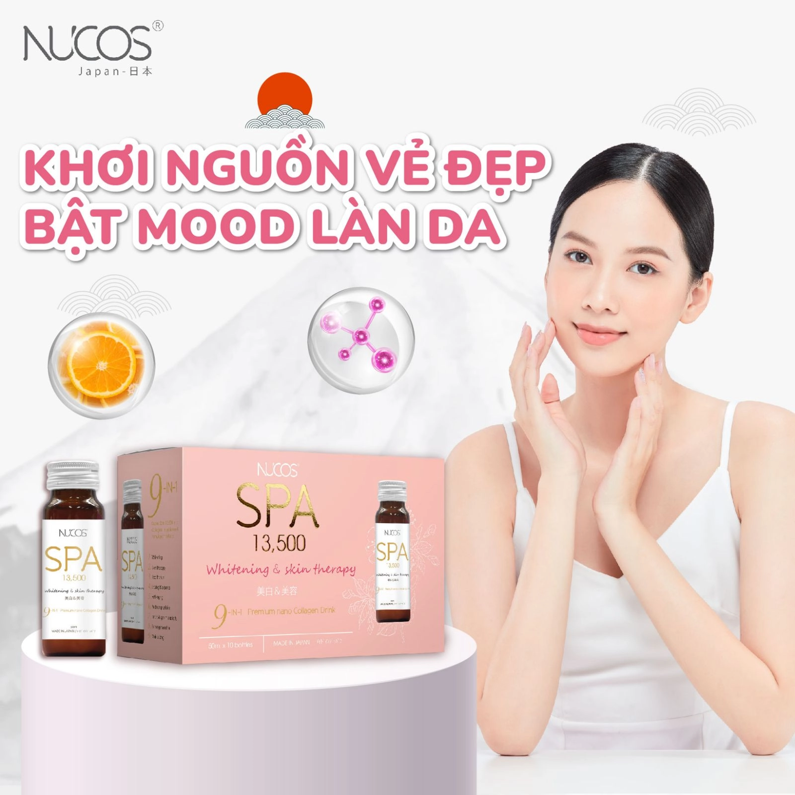 Combo 4 Nước uống Collagen Nucos Spa 13,500mg (Hộp 10 chai x 50ml)