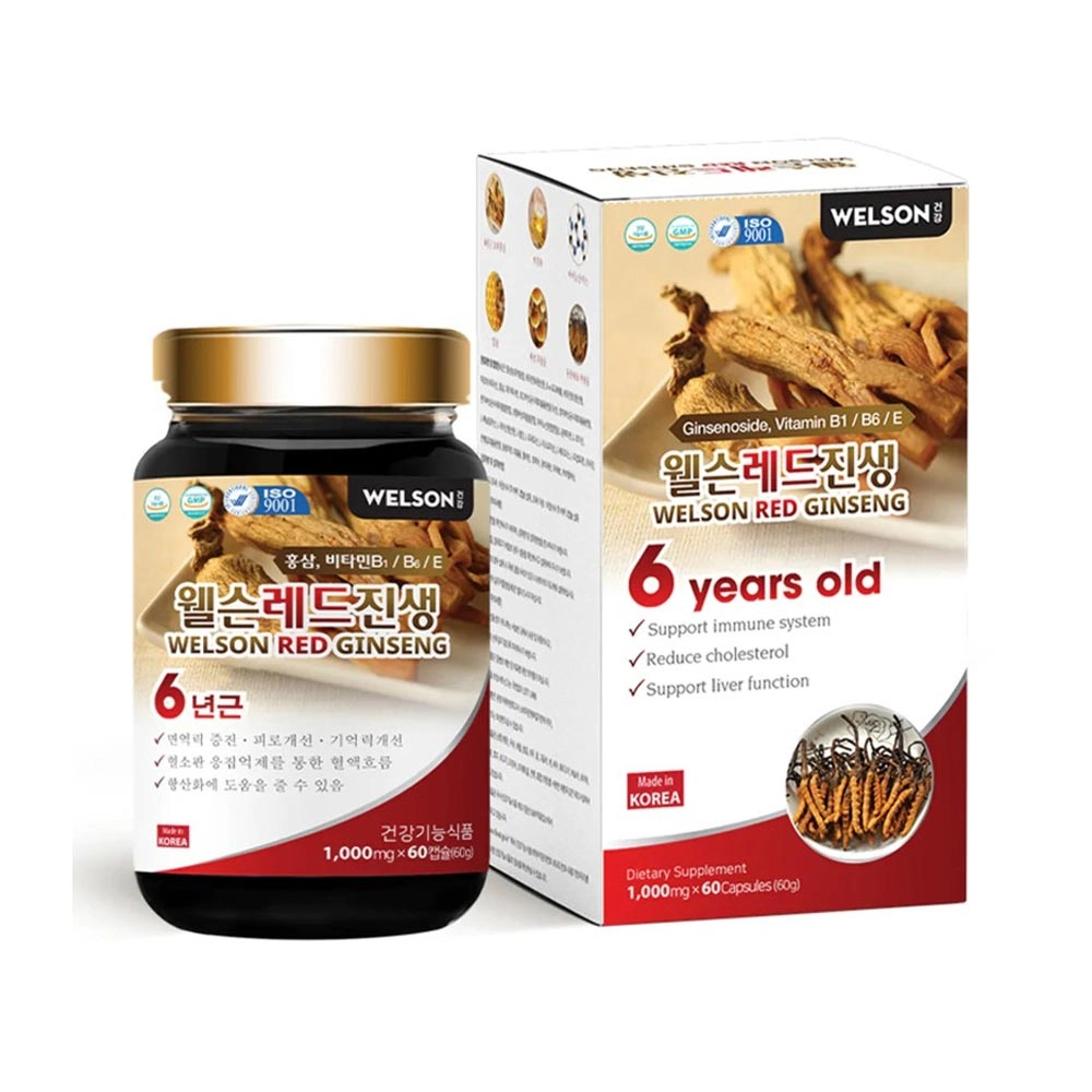 Combo 6 Viên uống Hồng Sâm Hàn Quốc 6 năm tuổi Welson Red Ginseng 60 viên