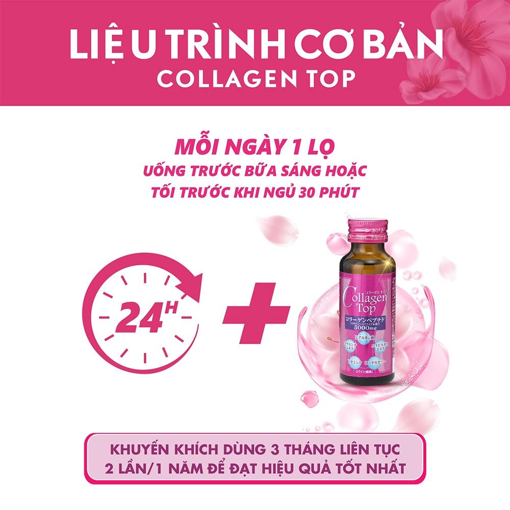 Combo 3 Nước uống Collagen Shinnippai Top 5.000mg (Hộp 10 chai x 50ml)