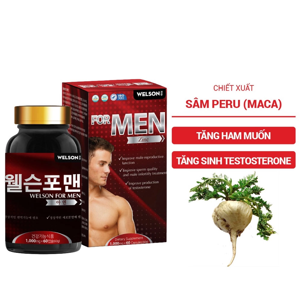 Combo 6 Viên uống hỗ trợ tăng cường sinh lý nam Testosterone Welson For Men 60 viên